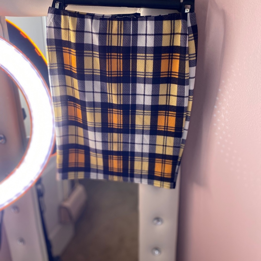 Pretty little thing yellow plaid pencil skirt